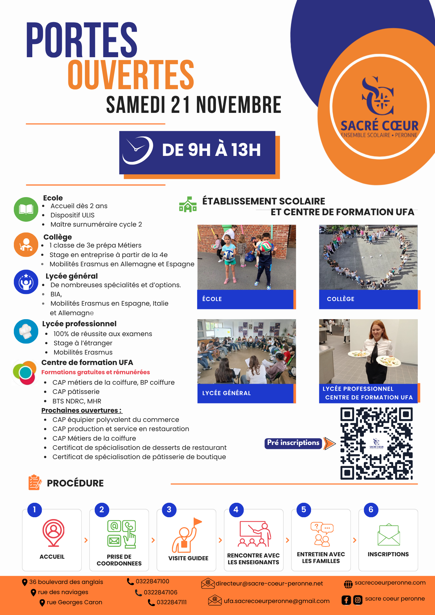 Blue and Orange Modern School Enrollment Flyer